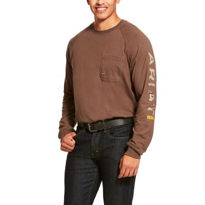 Ariat Work: Rebar Cotton Strong Graphic Camisetas Hombre - Kaki (CWQTJ8514)